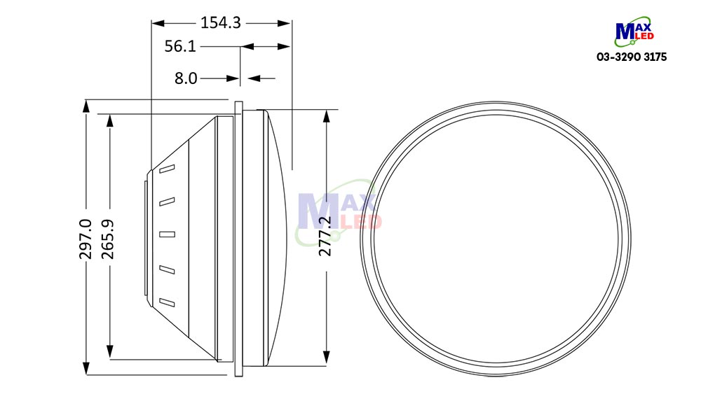 300MM LED TRAFFIC LIGHTS MALAYSIA Dimension – JD300 SERIES | LED Traffic Signal Lights Malaysia | Max LED Display Technologies (M) Sdn Bhd